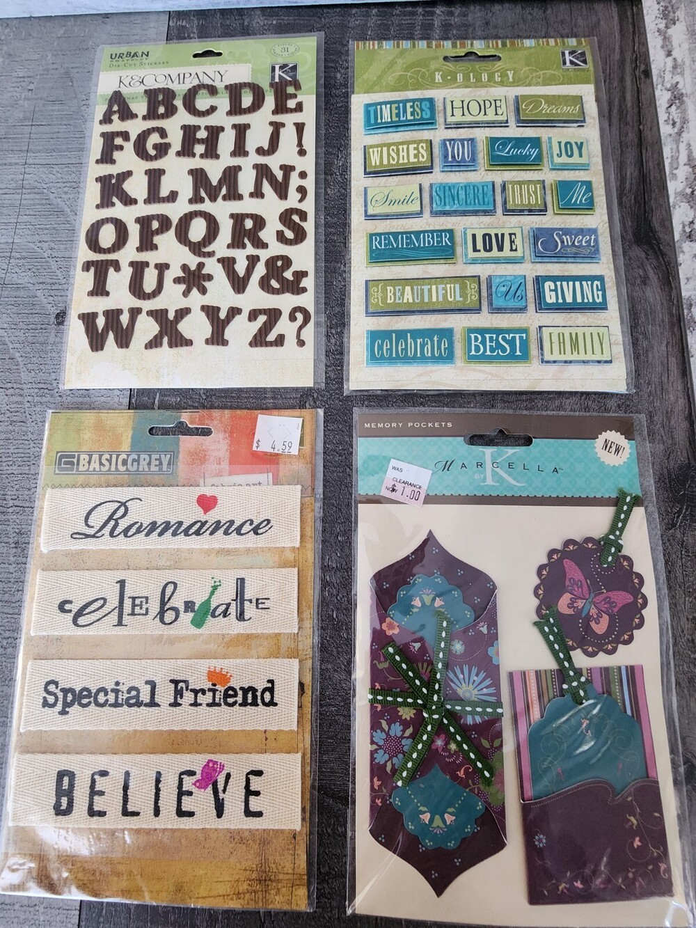 K & Company 3D Stickers LOT Emphora Letters Memory Pockets + Retired NEW #28